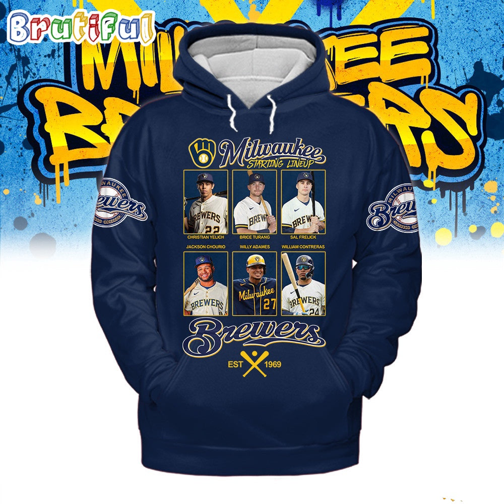 Milwaukee Brewers Starting Lineup Est 1969 3D Hoodie
