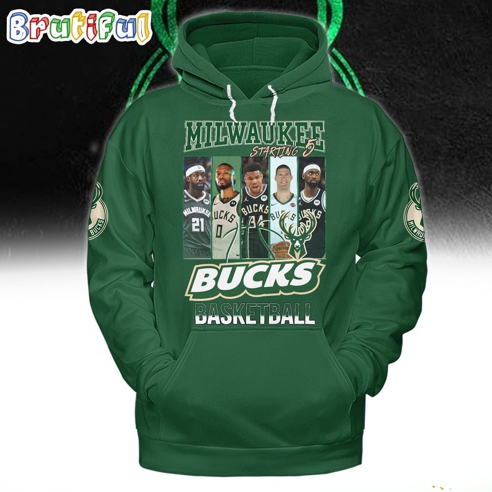 Milwaukee Bucks Starting 5 Basketball Hoodie