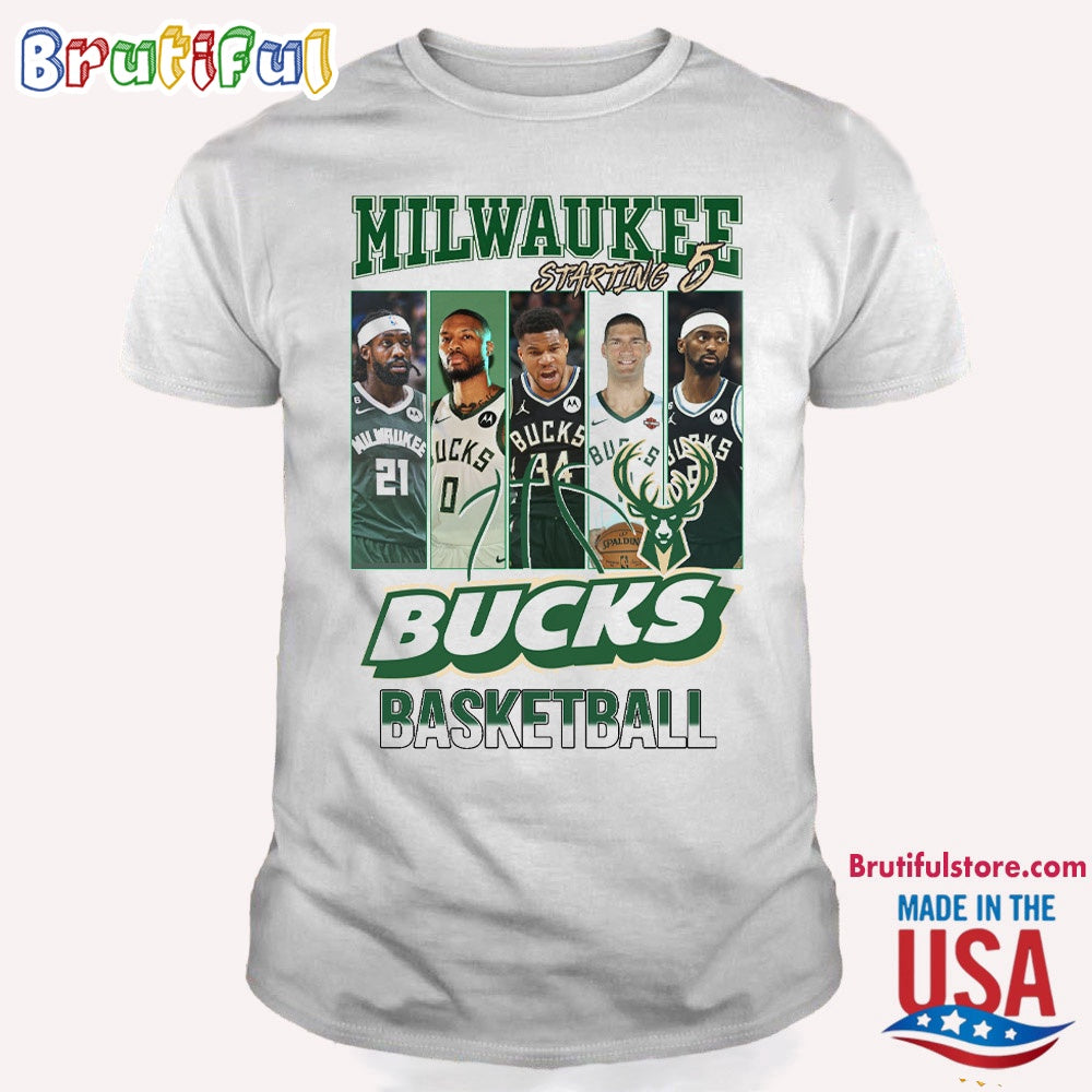 Milwaukee Bucks Starting 5 Basketball T Shirt