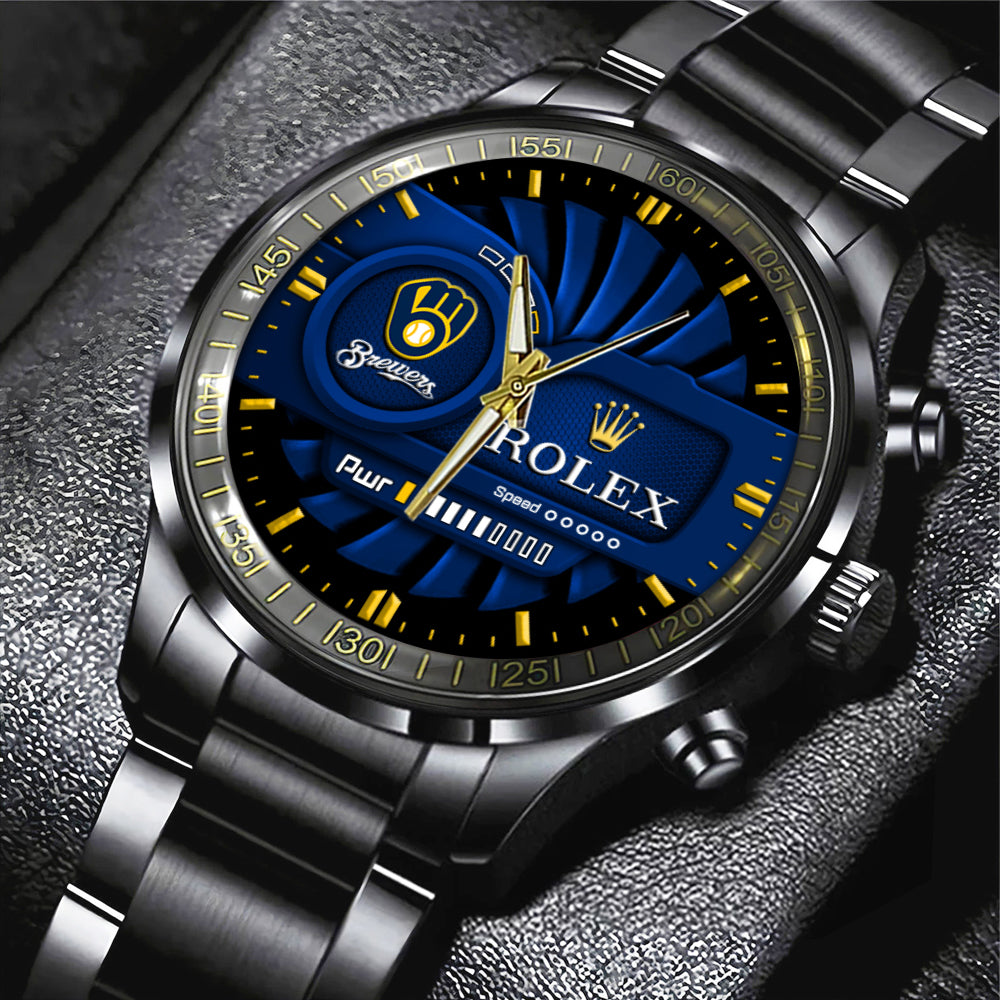 Milwaukee Brewers Black Stainless Steel Watch - MAITM13438