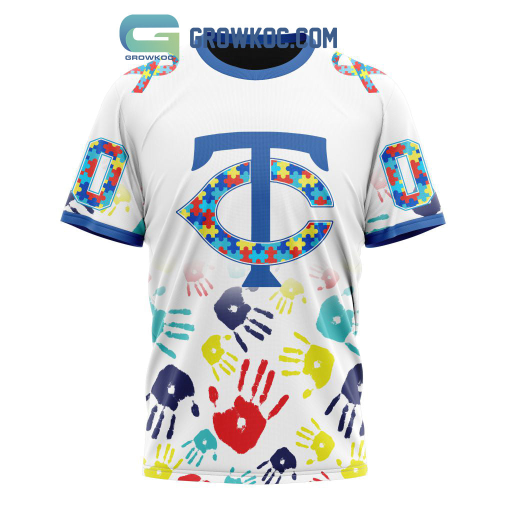 Minnesota Twins MLB Autism Awareness Hand Design Personalized Hoodie T Shirt
