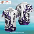 Minnesota Vikings Aloha Shirt With Purple Flame Design