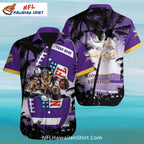Minnesota Vikings Aloha Shirt With Warrior and Shield Print