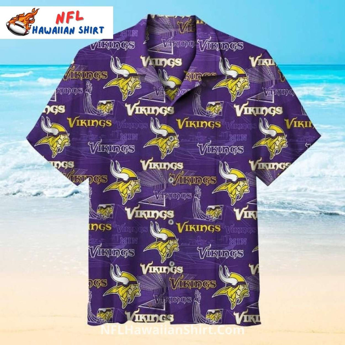 Minnesota Vikings Classic Logo Beach Hawaiian Shirt