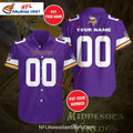 Minnesota Vikings Custom Name And Number Jersey Hawaiian Shirt
