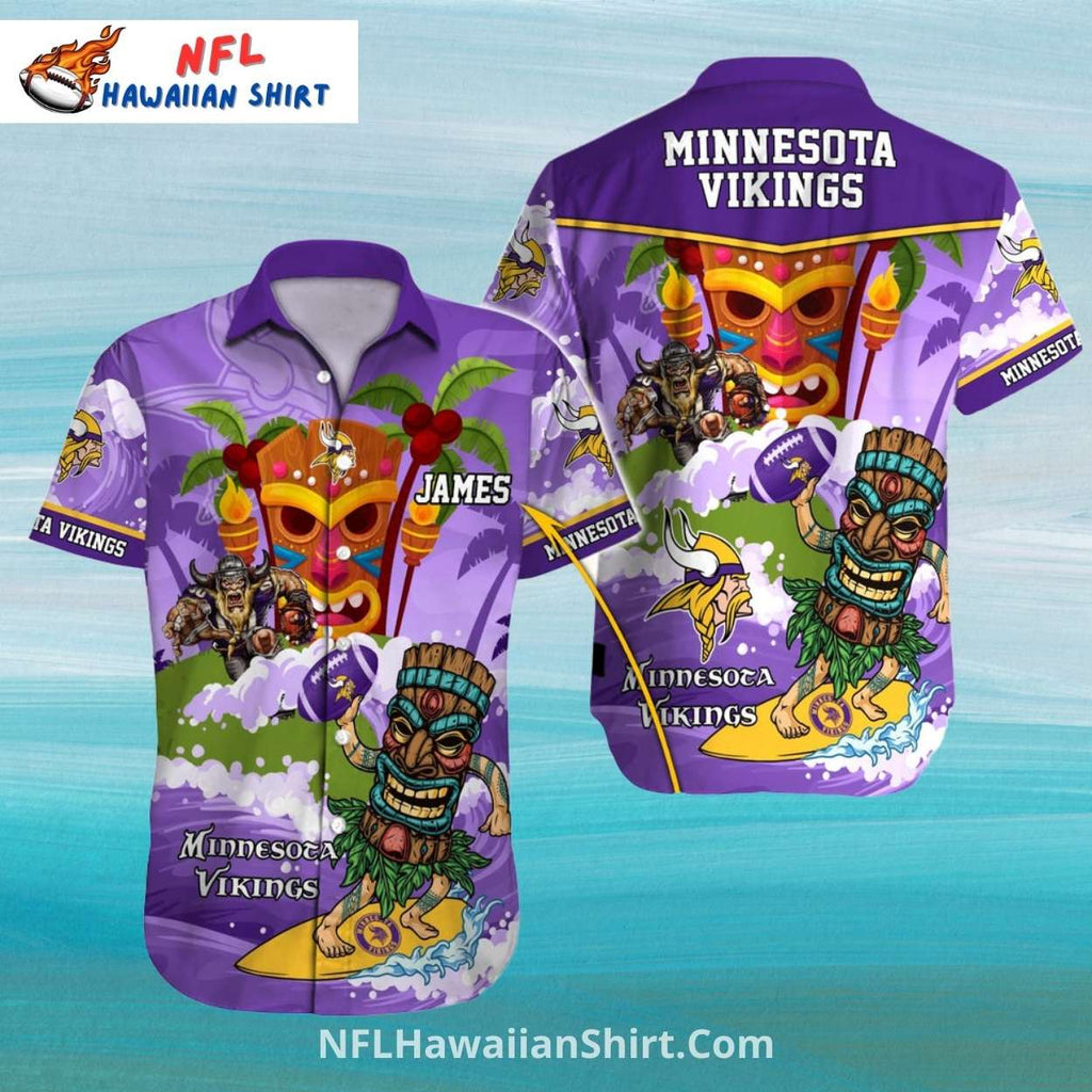 Minnesota Vikings Hawaiian Shirt Tiki Beach And Surf Design