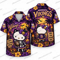Minnesota Vikings Hello Kitty Skeleton Halloween Hawaiian Shirt