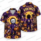 Minnesota Vikings Michael Myers Chibi Halloween Hawaiian Shirt