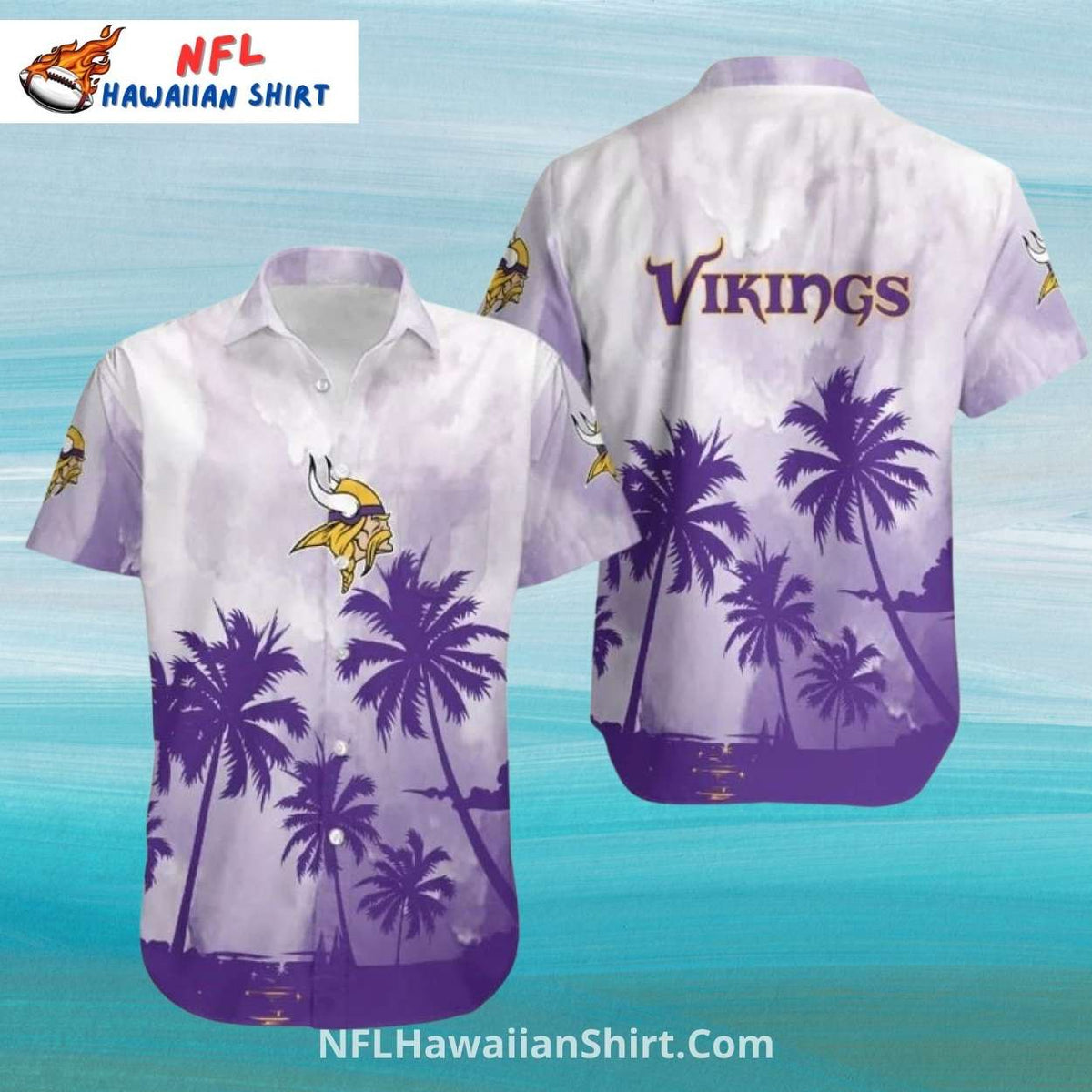 Minnesota Vikings Palm Tree Sunset Hawaiian Shirt