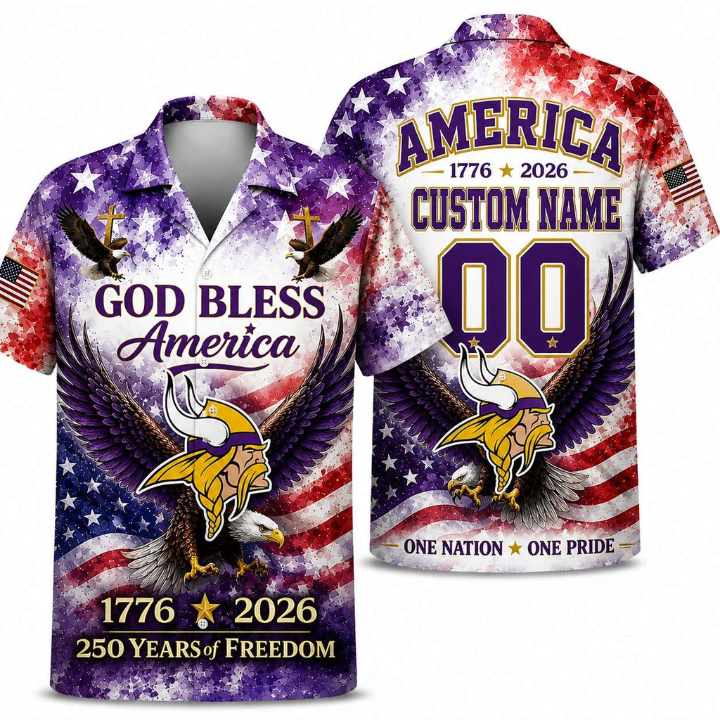 Minnesota Vikings Personalized Eagle America 250 Hawaiian Shirt