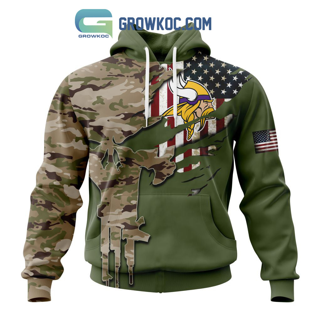 Minnesota Vikings Personalized Veterans Camo Hoodie Shirt