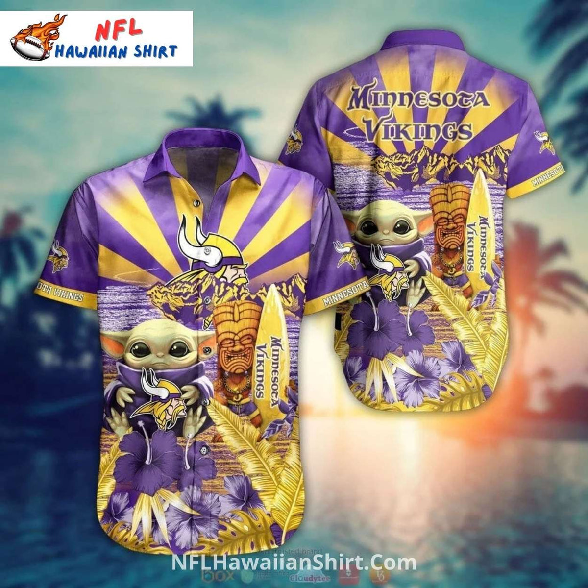 Minnesota Vikings Tropical Sunset Aloha Shirt – Tiki Theme