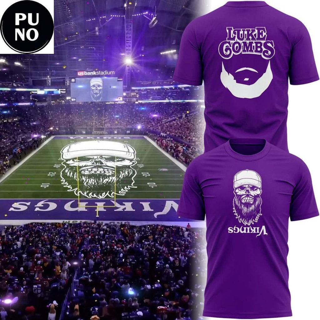 Minnesota Vikings x Luke Combs 2026 Skull-beard T-Shirt