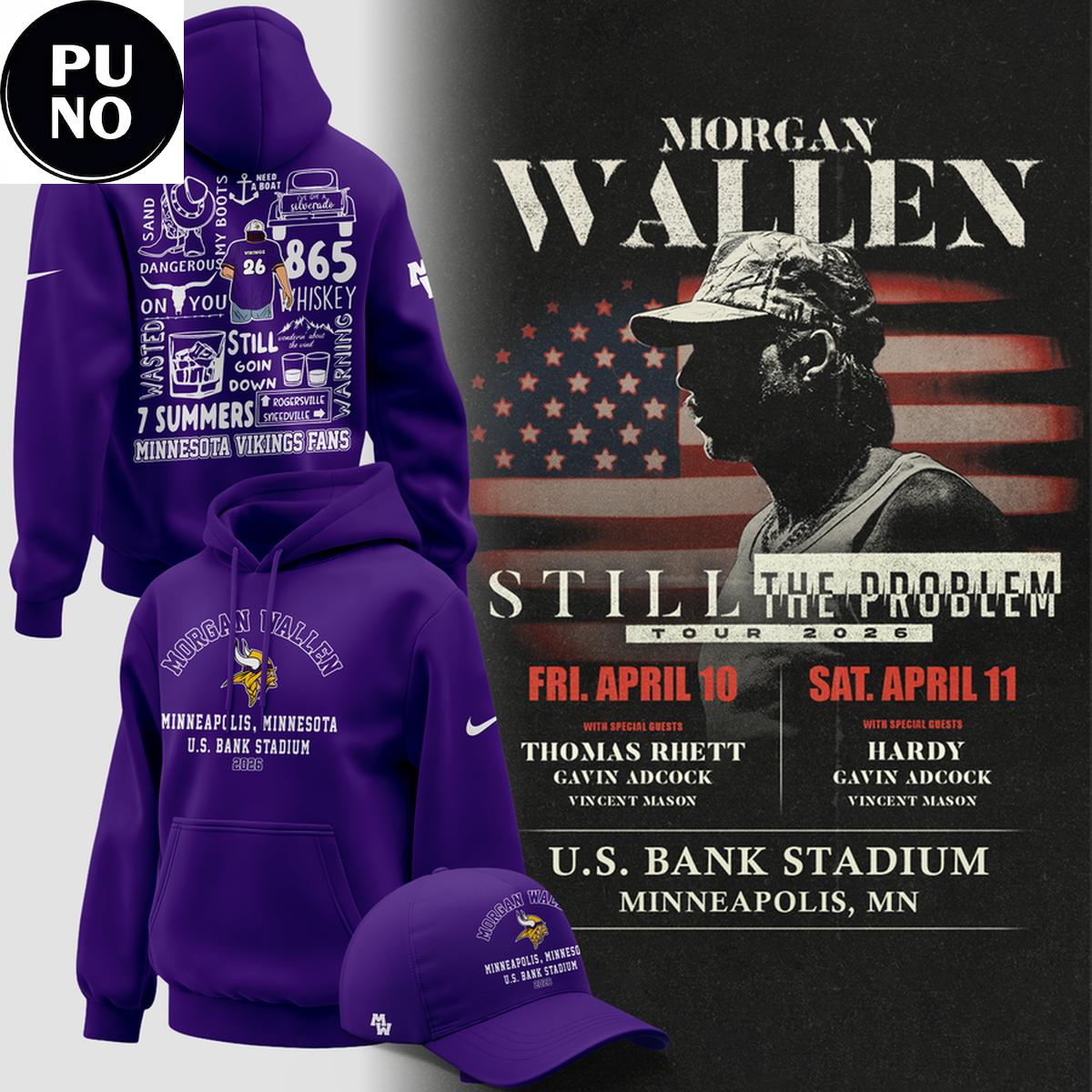 Minnesota Vikings x Morgan Wallen 2026 Still The Problem Tour Hoodie T-Shirt