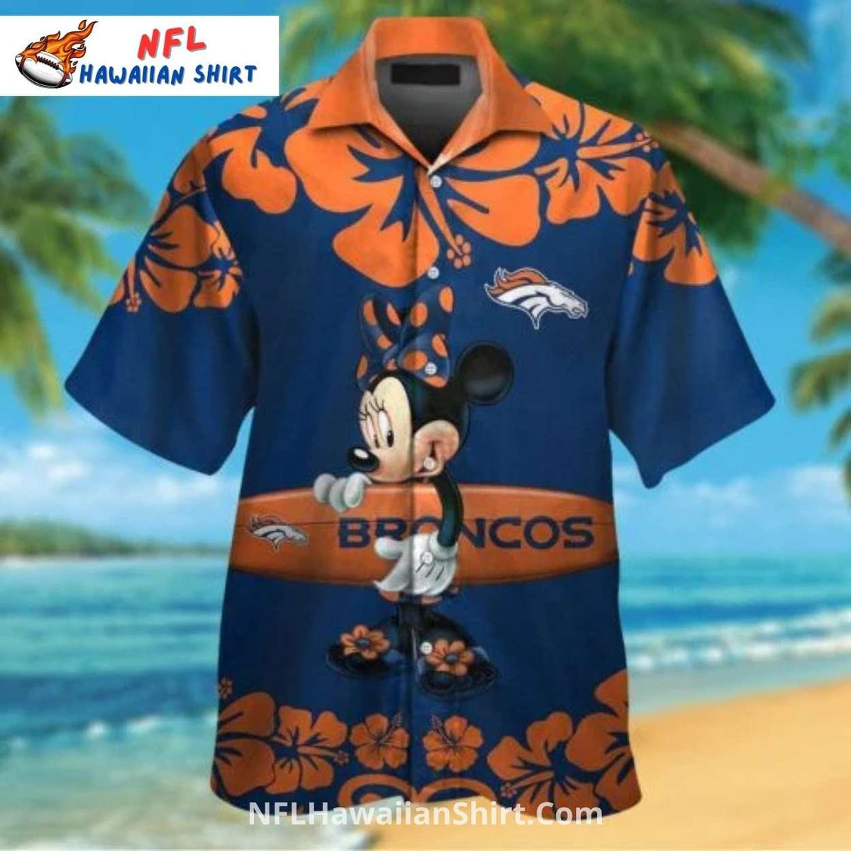 Minnie Mouse Floral Denver Broncos Aloha Shirt