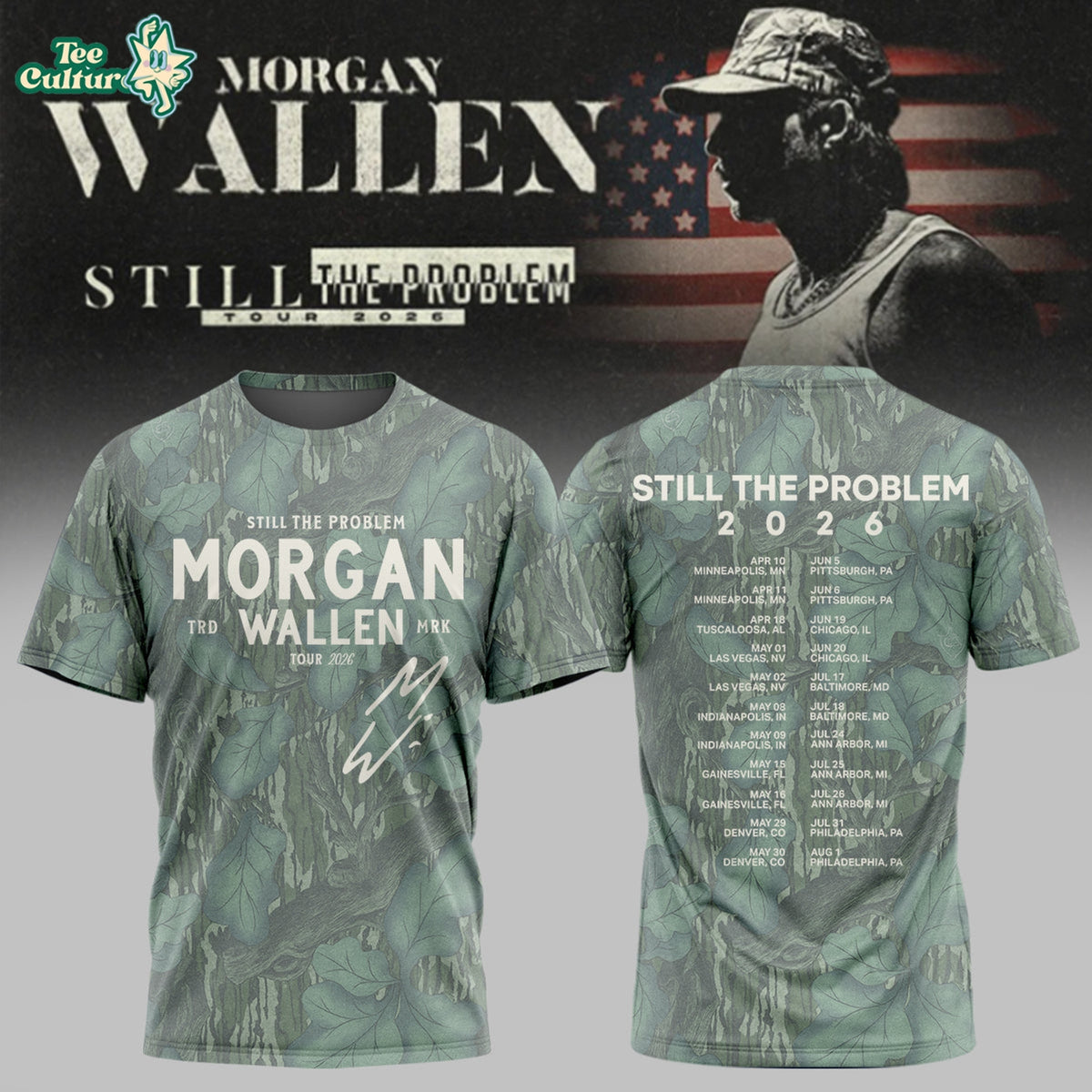 Morgan Wallen Still The Problem Tour 2026 Camo Graphic Shirt