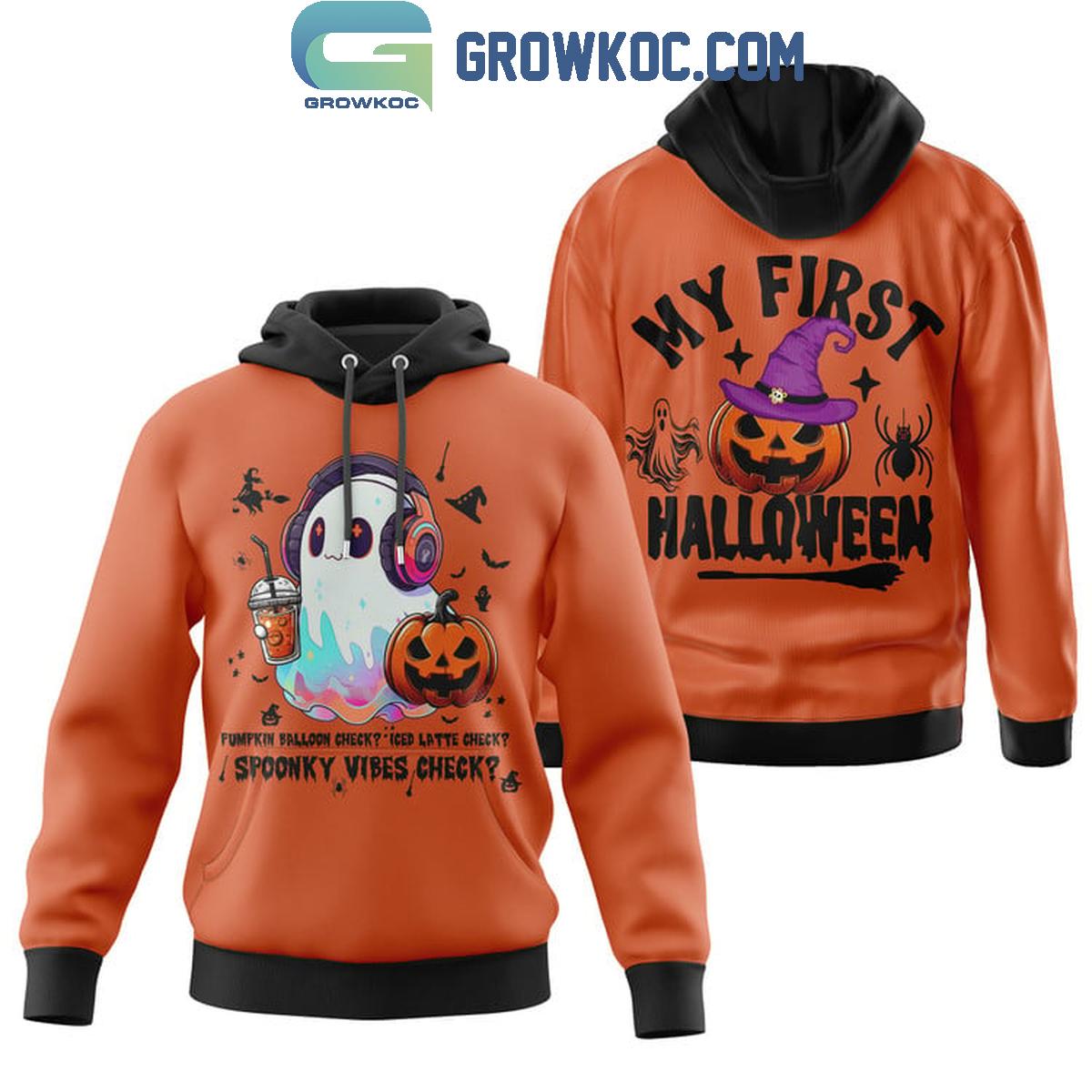 My First Halloween Spooky Vibes Checks Hoodie T-Shirt