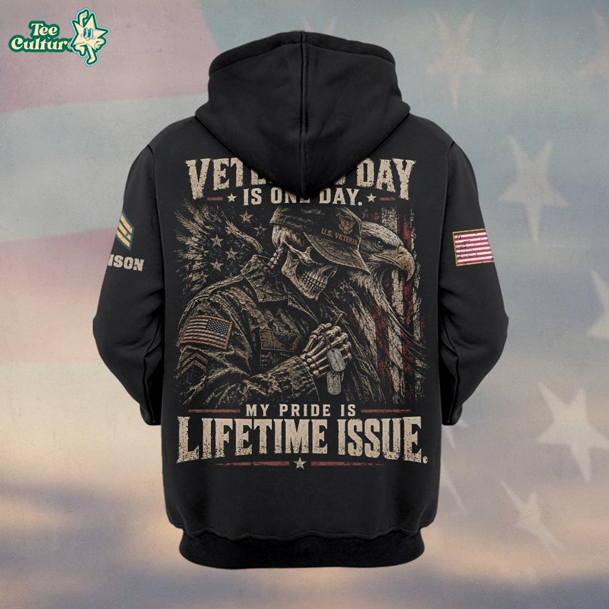 My Pride Is Lifetime Issue, Personalized Vintage Veteran Dad Pride – Hoodie