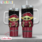NCAA Arkansas Razorbacks Tumbler Baby Yoda Customzed Handle Cup