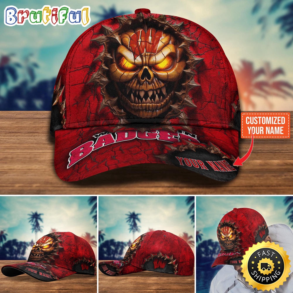 NCAA Wisconsin Badgers Baseball Cap Halloween Custom Cap For This Season
