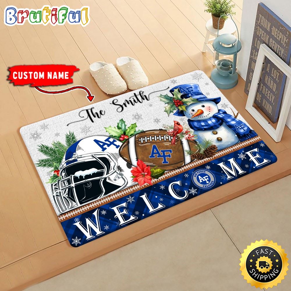 NCAA Air Force Falcons Doormat Welcome Christmas Custom Name Football Doormat