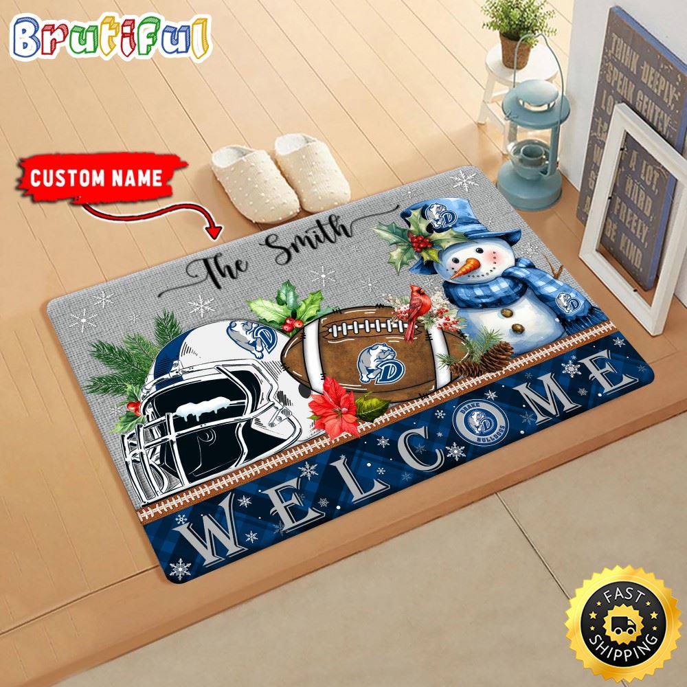 NCAA Drake Bulldogs Doormat Welcome Christmas Custom Name Football Doormat