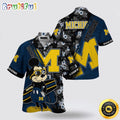 NCAA Michigan Wolverines Hawaiian Shirt Mickey And Floral Pattern