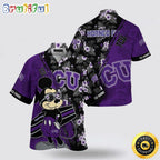 NCAA Tcu Horned Frogs Hawaiian Shirt Mickey And Floral Pattern
