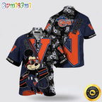 NCAA Virginia Cavaliers Hawaiian Shirt Mickey And Floral Pattern