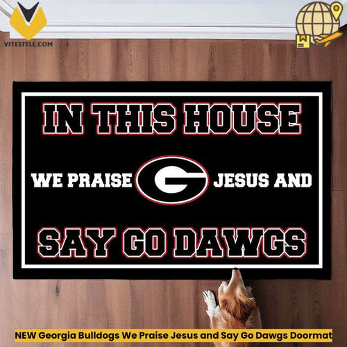 NEW Georgia Bulldogs We Praise Jesus and Say Go Dawgs Doormat