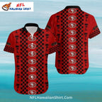 NFL 49ers Hawaiian Shirt Black And Red Checkered Pattern