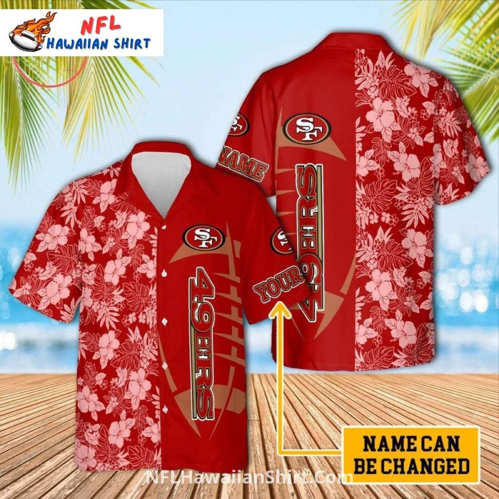 NFL 49ers Hawaiian Shirt Custom Name Floral Team Design