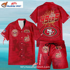 NFL 49ers Hawaiian Shirt Custom Name Red Team Spirit Set