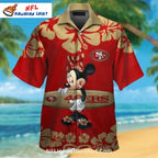 NFL 49ers Hawaiian Shirt Minnie Mouse Floral Red Design