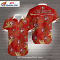 NFL 49ers Hawaiian Shirt Red And Gold Palm Pattern