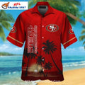 NFL 49ers Hawaiian Shirt Sunset Palm Tree Beach Design