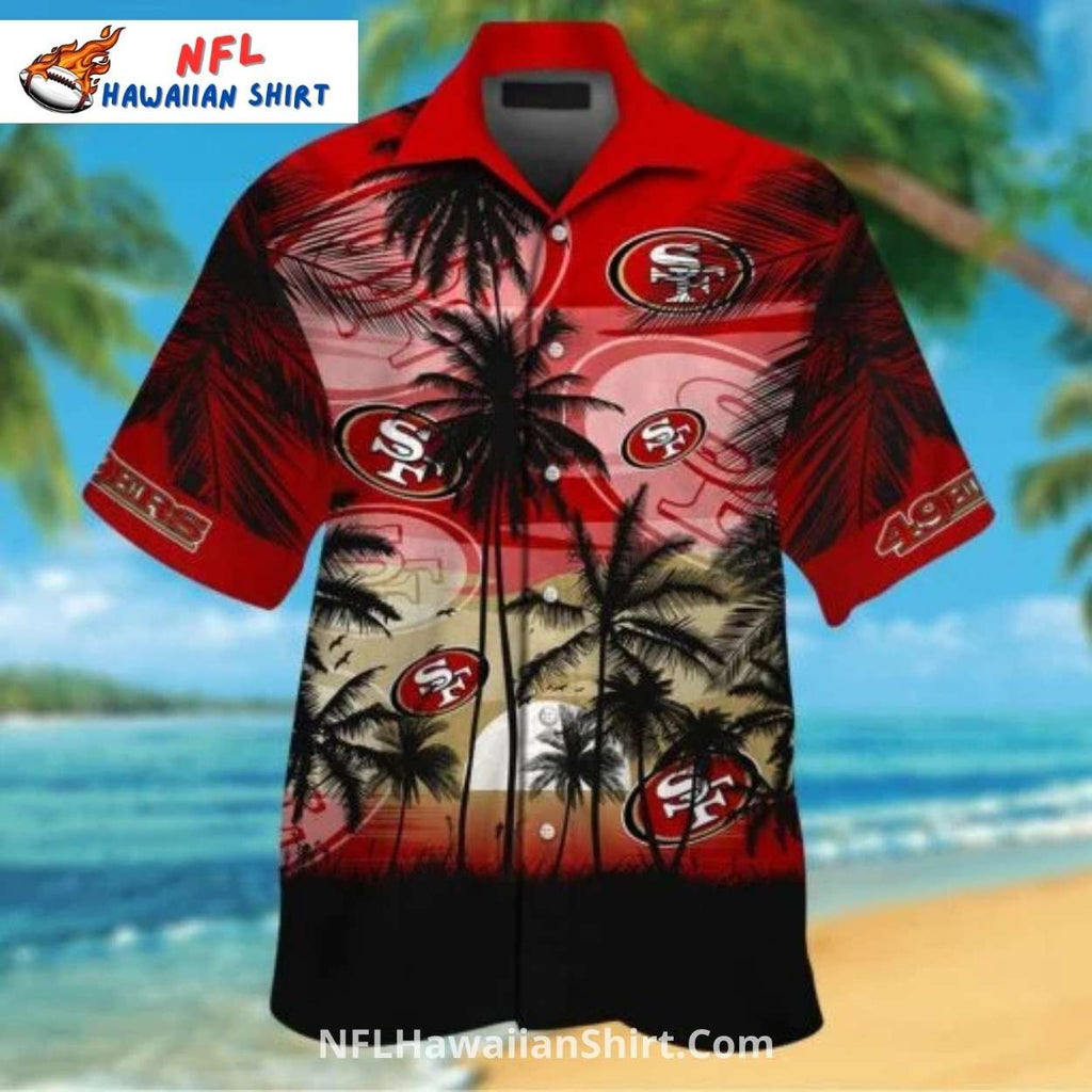 NFL 49ers Hawaiian Shirt Sunset Palm Tree Beach Print