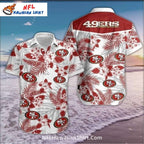 NFL 49ers Hawaiian Shirt White And Red Floral Palm Pattern