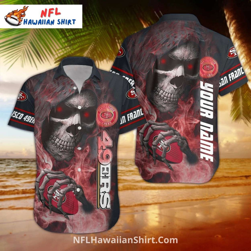 NFL 49ers Hawaiian Shirt With Modern Floral And Classic Helmet