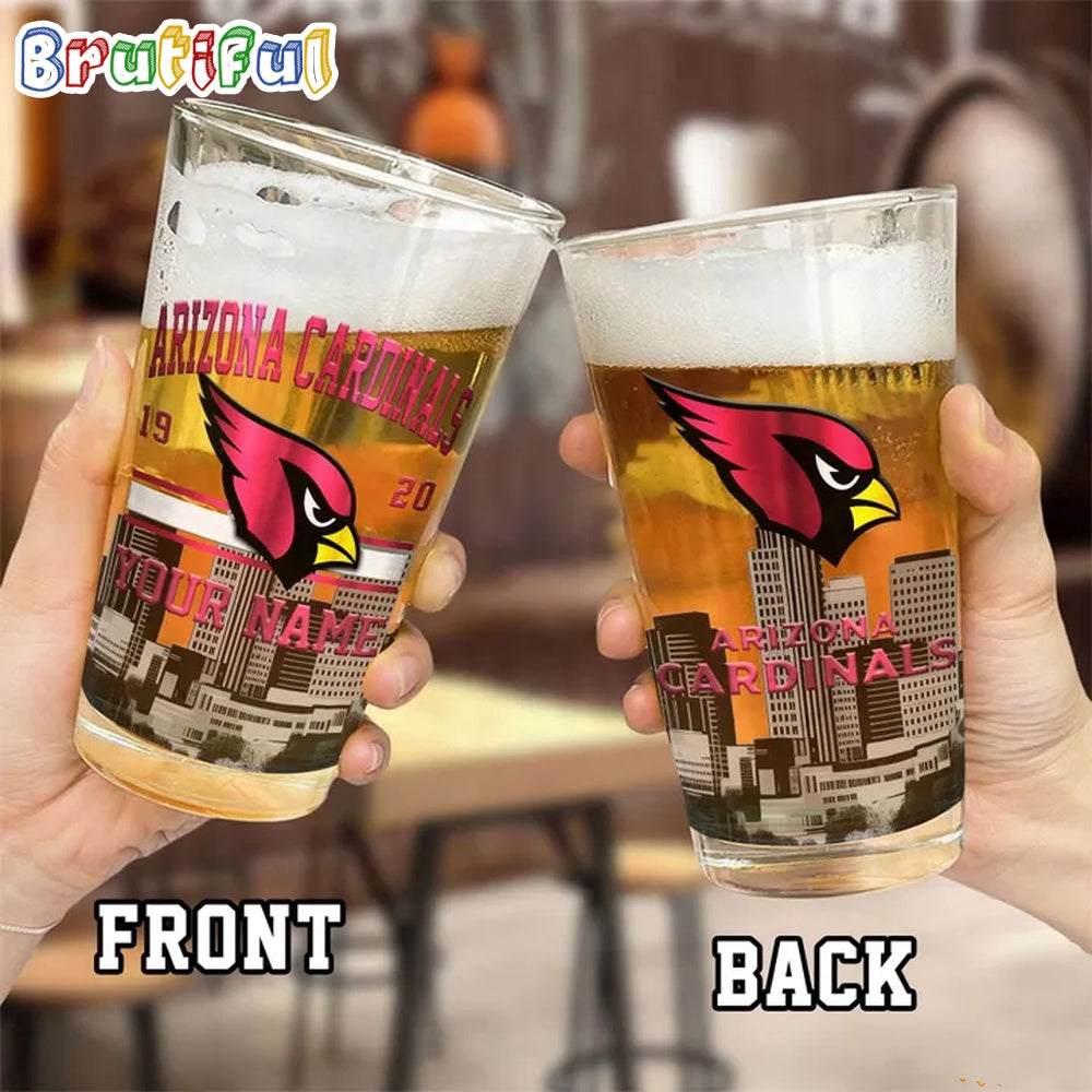 NFL Arizona Cardinals Beer Glass Cup 16oz, Custom Football Glass Cup