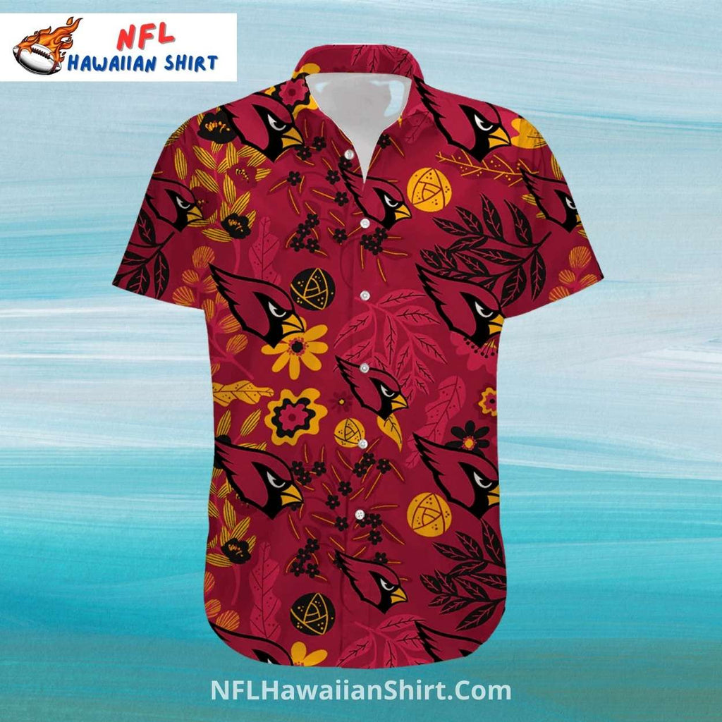 NFL Arizona Cardinals Red Leaf Pattern Aloha Shirt