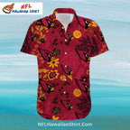 NFL Arizona Cardinals Red Leaf Pattern Aloha Shirt