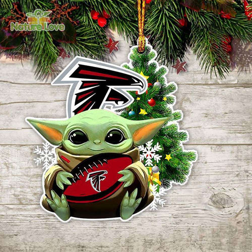NFL Atlanta Falcons Baby Yoda Christmas Ornament Xmas Tree Decoration