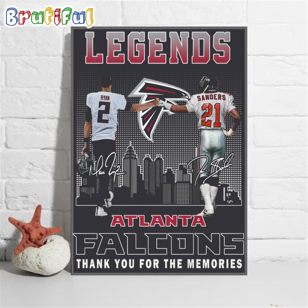 NFL Atlanta Falcons Poster Canvas, Legends Atlanta Falcons Thank You For The Memories Poster Canvas