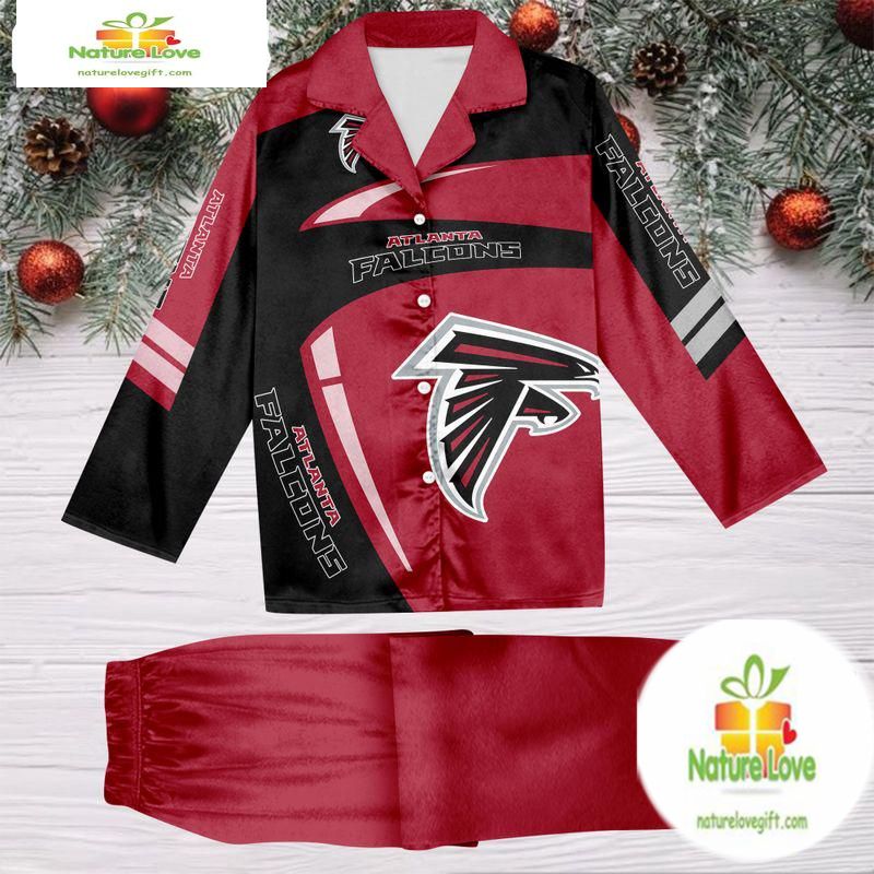 NFL Atlanta Falcons Football Team Winter Satin Pajamas Set Gift for Fans