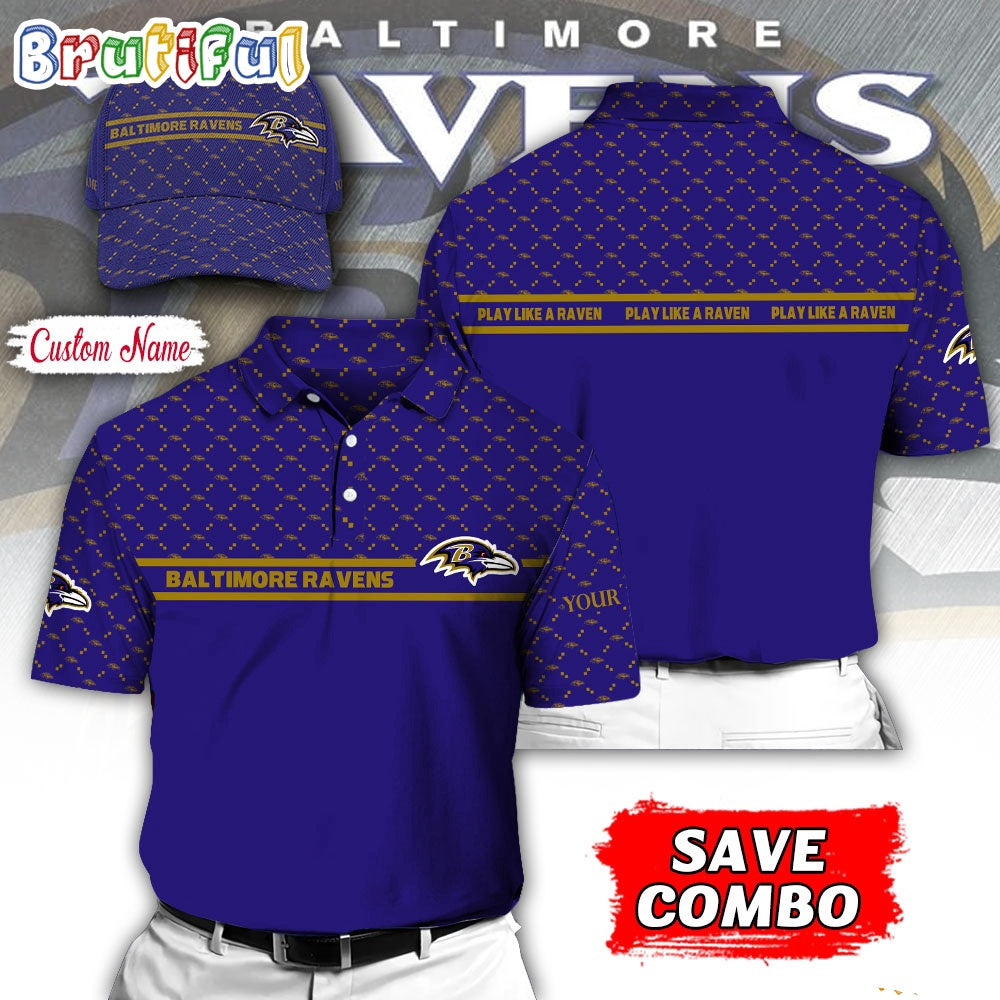 NFL Baltimore Ravens Polo Shirt, Custom Football Polo Shirt And Cap