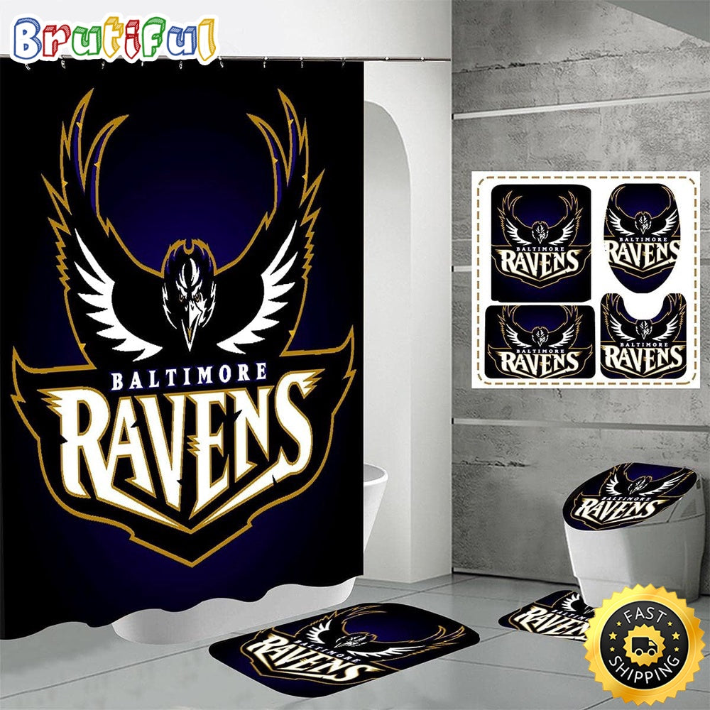 NFL Baltimore Ravens Shower Curtain Modern Bath Curtains