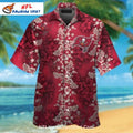 NFL Buccaneers Floral Pattern Hawaiian Shirt In Red