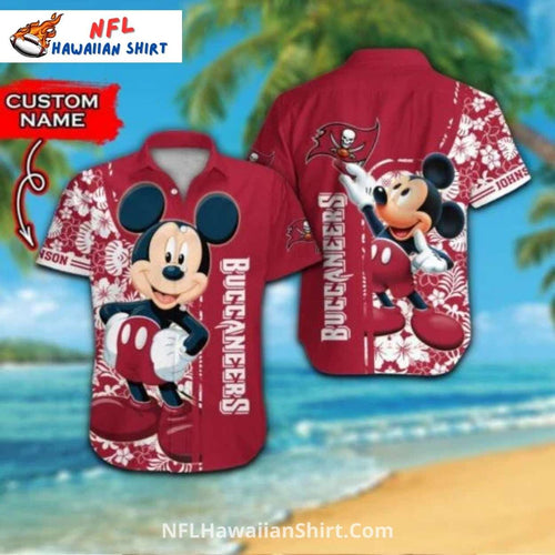 NFL Buccaneers Hawaiian Shirt Mickey Mouse Floral Print