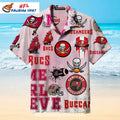 NFL Buccaneers Hawaiian Shirt Mixed Logo Pattern Design